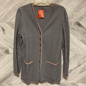 ESCADA | Vintage Houndstooth Cardigan With Pink Trimming New With Tags 38